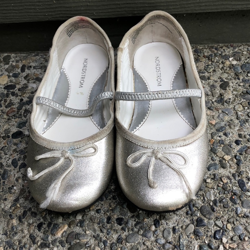 Nordstrom brand silver sparkle dress shoes